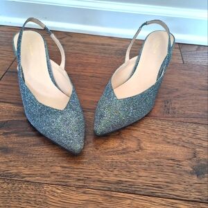Ann Taylor Silver Shimmer Heels SZ 9.5